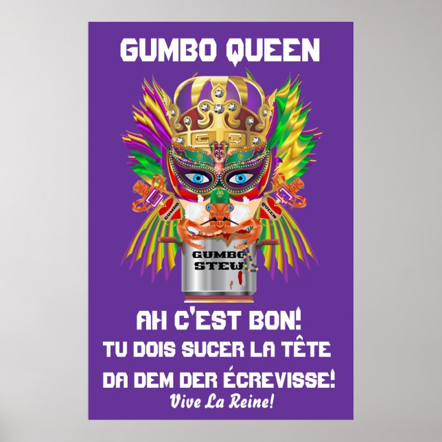 Poster Mardi Gras Gumbo Queen 40x60" Voir les conseils s' (Devant)