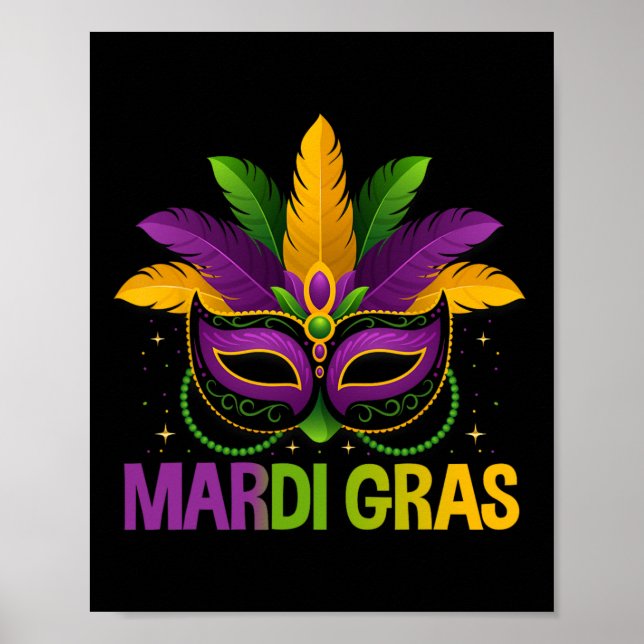 Poster Mardi Gras Jester Masque Costume Enfants Filles Ga (Devant)