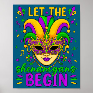 Poster Mardi Gras Laissez Les Diableries Commencer Garçon