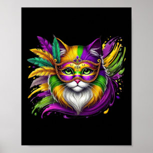Poster Mardi Gras Masque de chat Costume tenue femme fill