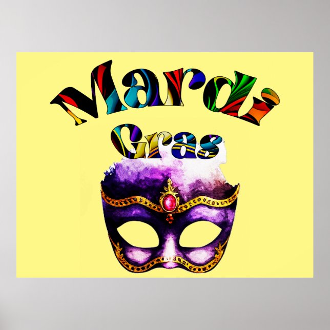 Poster Mardi Gras - Masque Violet Gras Mardi Nouvelle-Orl (Devant)