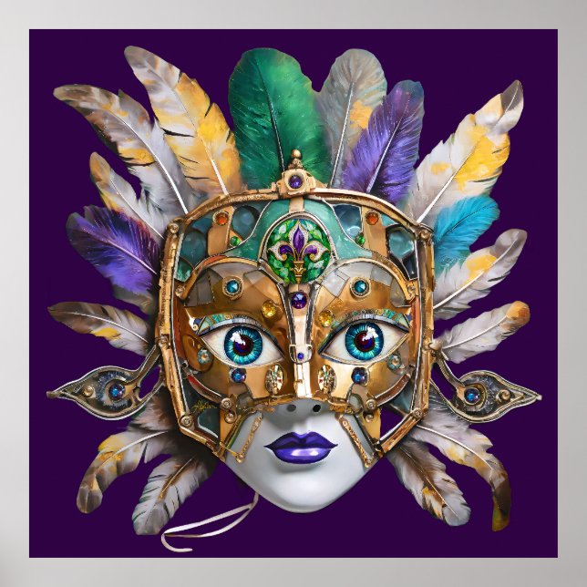Poster Mardi Gras Météo et Masque Métal (Devant)