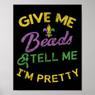 Poster Mardi Gras Perles Drôle Unique New Orleans Cadeau