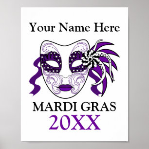 Poster Mardi Gras personnalisé avec masque de festival