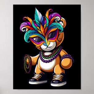 Poster Mardi Gras pour garçons ours hip hop masculin La N