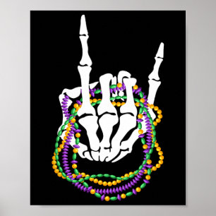 Poster Mardi Gras Rocker Skeleton Rock Housse Musique L