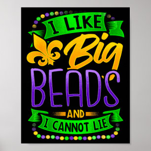 Poster Mardi Gras Shirt J'Aime Les Grandes Perles Et Je N