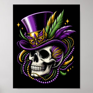 Poster Mardi Gras Skull sorcier Docteur New Orleans Homme