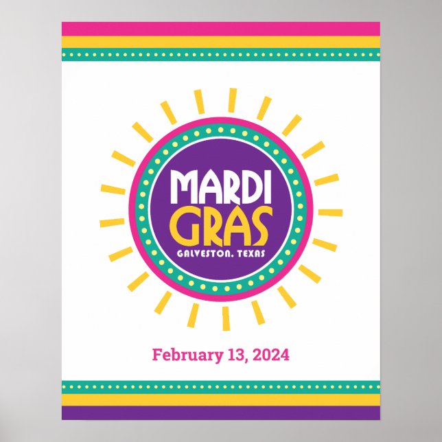 Poster Mardi Gras Sun, Galveston, Texas (Devant)
