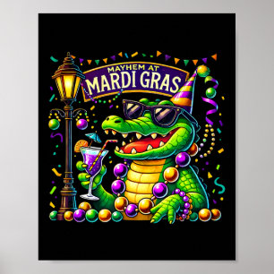 Poster Mardigator Mardi Gras Alligator Costume Hommes Fem