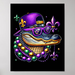 Poster Mardigator Mardi Gras Alligator Costume Hommes Fem