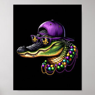 Poster Mardigator Mardi Gras Alligator Costume Hommes Fem