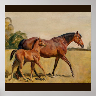 Poster Mare et poulain par Munnings