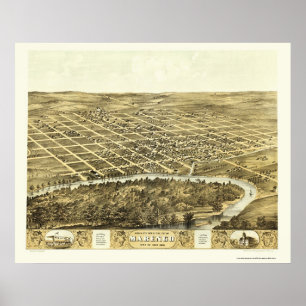 Poster Marengo, carte panoramique d'IA - 1868