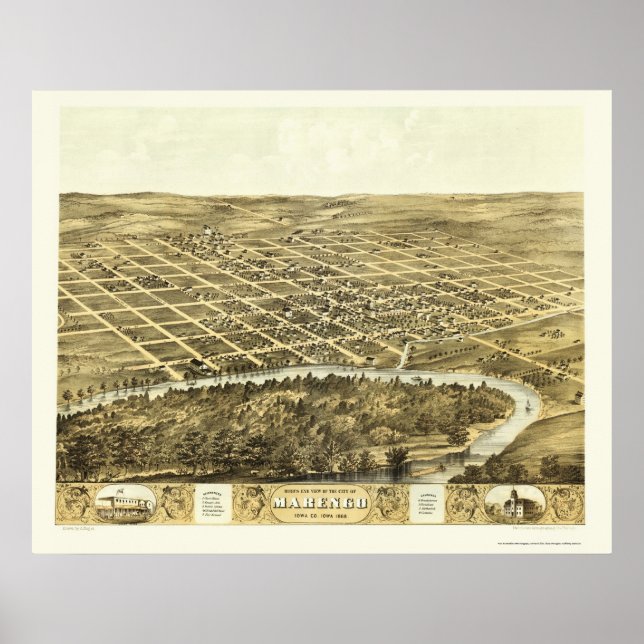 Poster Marengo, IA Carte panoramique - 1868 (Devant)