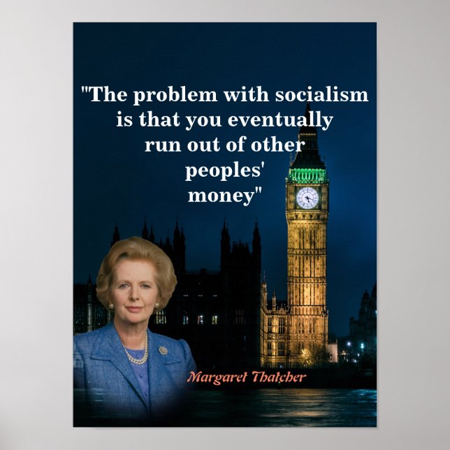Poster Margaret Thatcher Citation Sur L'Affiche Du Social (Devant)
