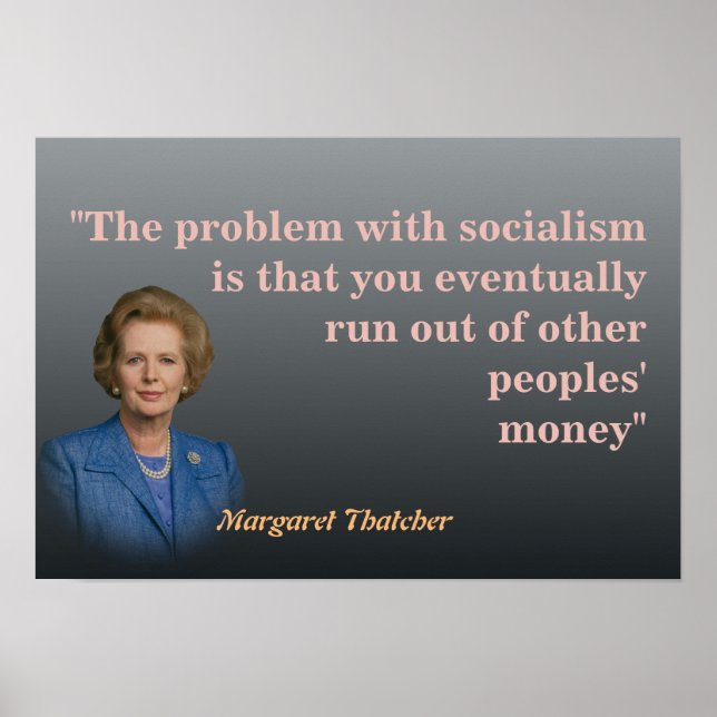Poster Margaret Thatcher Citation Sur L'Affiche Du Social (Devant)