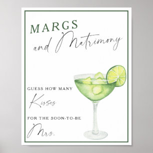 Poster Margarita Baby shower Combien de baisers