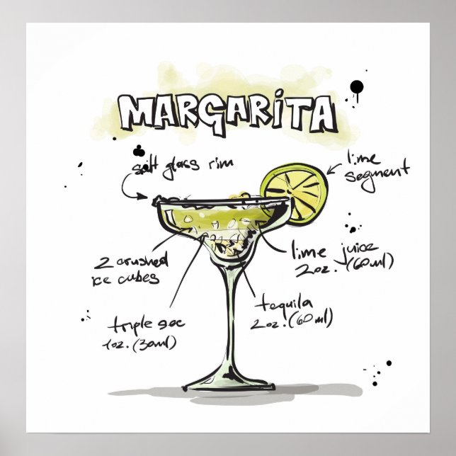 Poster Margarita Drink Recette Conception (Devant)