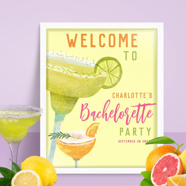 Poster Margarita Lime Personnalisée Bachelortie Bienvenue (Créateur téléchargé)