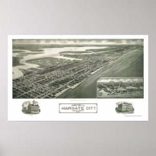 Poster Margate City, NJ Carte panoramique - 1925
