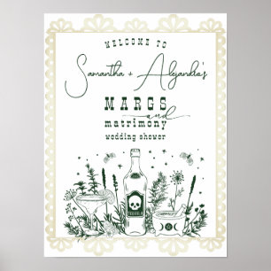 Poster Margs Matrimony Crâne Fiesta Couple Douche Bienven