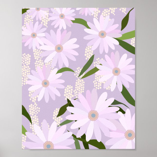 Poster Marguerites Joueuses 04 Fleurs Lilac (Devant)