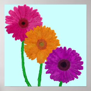 Poster Marguerites peintes de Gerbera