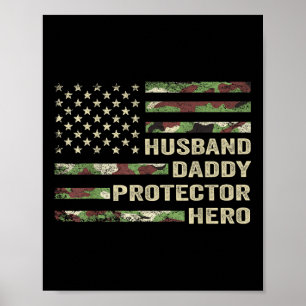 Poster Mari Daddy Protecteur Héros Fête des pères Camo Am