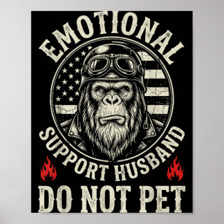 Poster Mari de soutien émotionnel ne caresse pas le singe