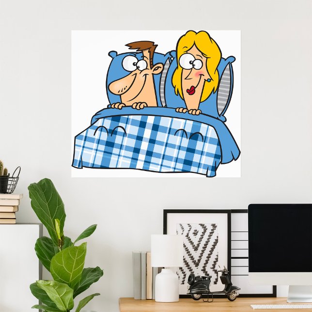 Poster Mari et femme humoristiques au coucher (Créateur téléchargé)