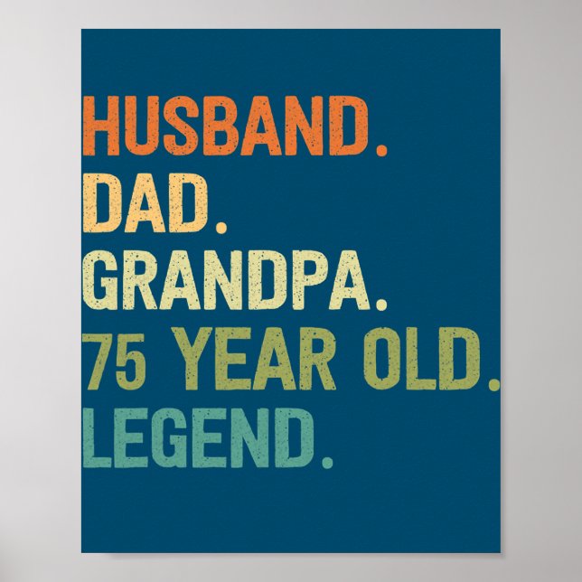 Poster Mari papa grand-père 75 ans 75e anniversaire (Devant)
