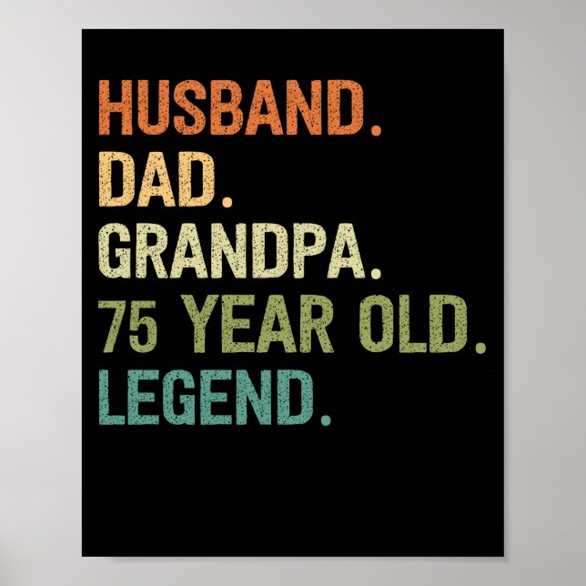 Poster Mari papa grand-père 75 ans 75e anniversaire cadea (Devant)