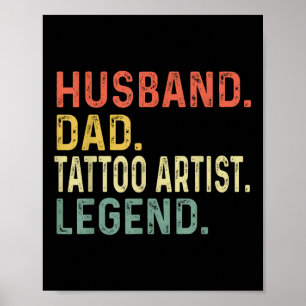 Poster Mari papa tatouage Artiste Légende Drôle Retro Cad