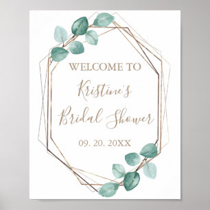 Poster Mariage à l'aquarelle d'eucalyptus moderne avec éc