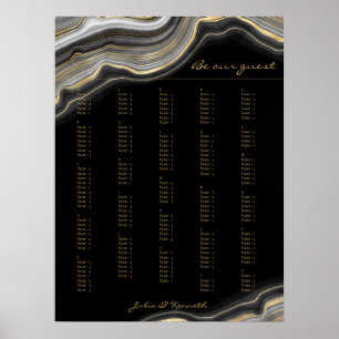 Poster Mariage alphabétique en marbre noir