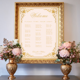 Poster Mariage Alphabétique Pink Faux Gold