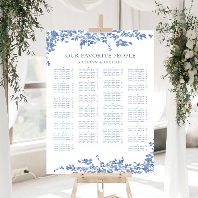 Poster Mariage Alphabétique Vintage bleu (Créateur téléchargé)