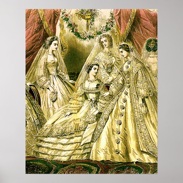 Poster Mariage antique de mariée vintage (Devant)