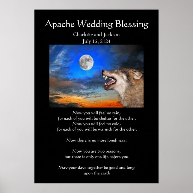 Poster Mariage Apache Bénédiction Loup Gris (Devant)
