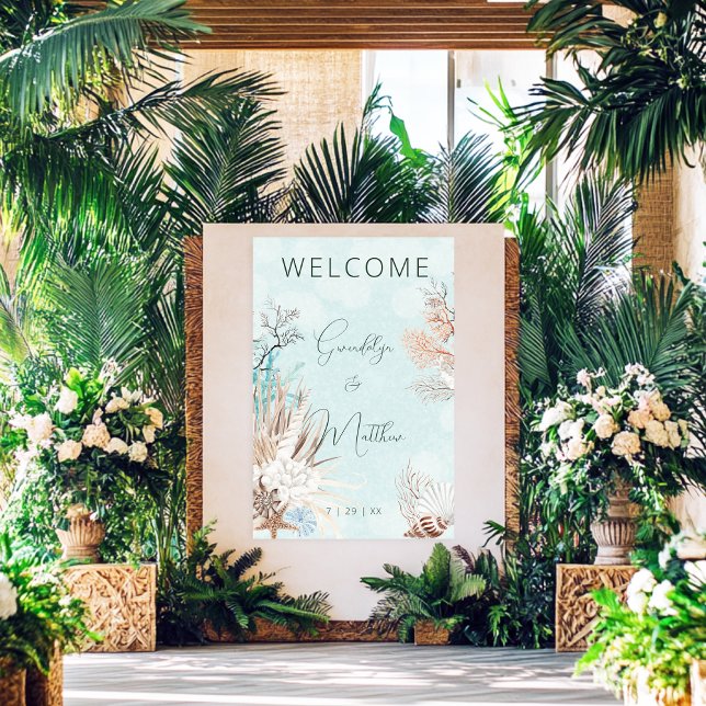 Poster Mariage Aqua Ocean & Shells (Créateur téléchargé)