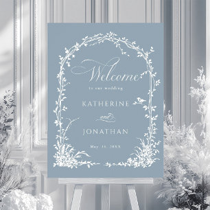 Poster Mariage au jardin avec arche botanique poussiéreux