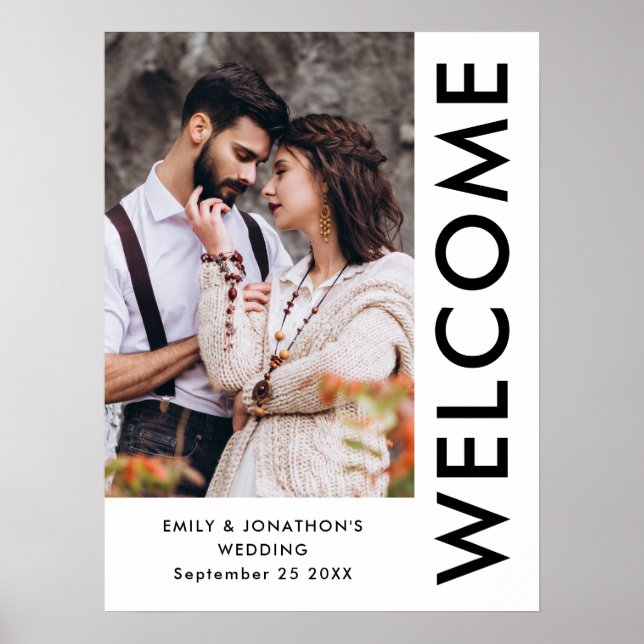 Poster Mariage avec Noms de Bienvenue Photo Contemporaine (Devant)
