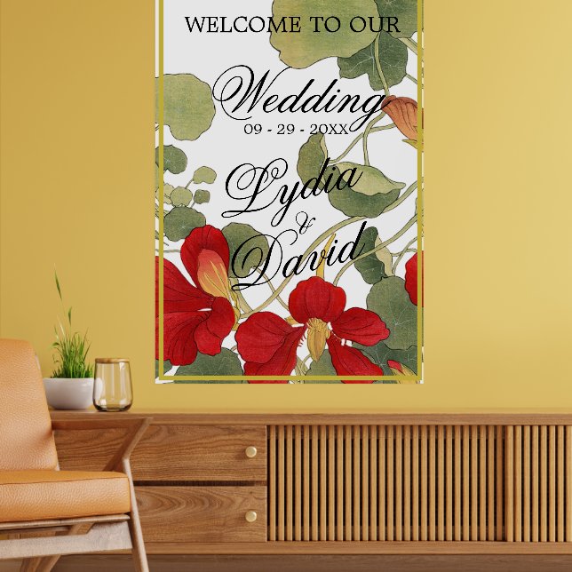 Poster Mariage Bienvenue Elégant Floral Orange (Salon 2)