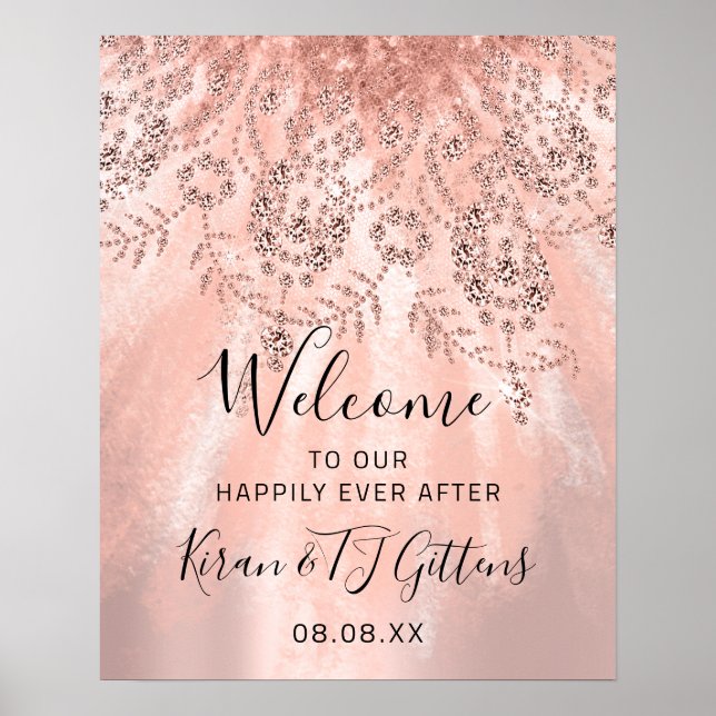 Poster Mariage  Bienvenue Rose robe Royal Sweet 16e (Devant)