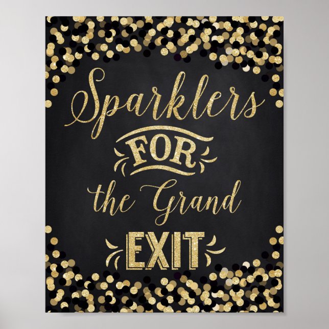 Poster mariage Black Gold- Sparklers (Devant)