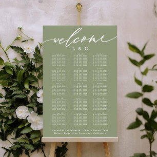 Poster Mariage blanc Sage Green - Carte de siège