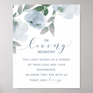 Poster Mariage Bleu Poussiéreux Et Gris Aquarelle En Mémo
