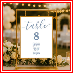 Poster Mariage Bleu Poussiéreux Plan de Table