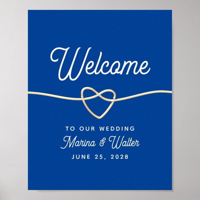 Poster Mariage bleu royal Bienvenue (Devant)